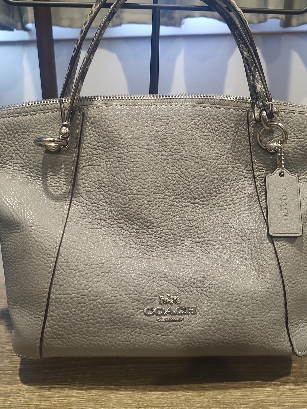 Coach Pebbled Leather Satchel Bag in Light Gray